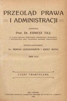 Przegląd Prawa i Administracji : część praktyczna. 1920