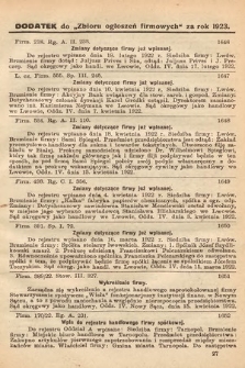 Dodatek do zbioru ogłoszeń firmowych za rok 1923