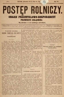 Postęp Rolniczy : organ przemysłowo-gospodarczy prowincyi szlaskiej. 1878, nr 4