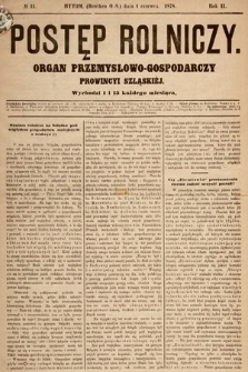 Postęp Rolniczy : organ przemysłowo-gospodarczy prowincyi szlaskiej. 1878, nr 11