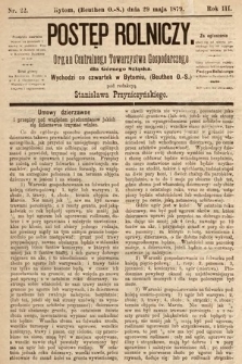 Postęp Rolniczy : organ przemysłowo-gospodarczy prowincyi szlaskiej. 1879, nr 22