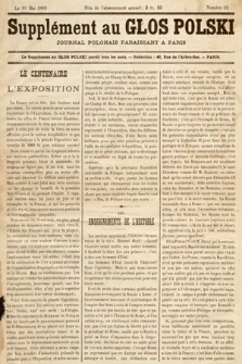 Supplément au „Głos Polski”, Journal Polonais Paraissant à Paris. 1889, nr 23