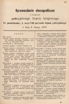 [Kadencja VII, sesja II, pos. 11] Sprawozdanie Stenograficzne z Rozpraw Galicyjskiego Sejmu Krajowego. 11. Posiedzenie 2. Sesyi VII. Peryodu Sejmu Galicyjskiego