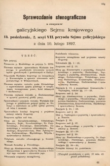 [Kadencja VII, sesja II, pos. 13] Sprawozdanie Stenograficzne z Rozpraw Galicyjskiego Sejmu Krajowego. 13. Posiedzenie 2. Sesyi VII. Peryodu Sejmu Galicyjskiego