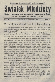 Światek Młodzieży : tygodnik dla młodzieży pomorskiej. 1922, nr 16