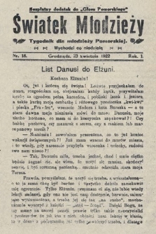 Światek Młodzieży : tygodnik dla młodzieży pomorskiej. 1922, nr 18