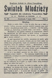 Światek Młodzieży : tygodnik dla młodzieży pomorskiej. 1922, nr 20
