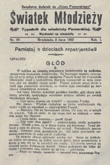 Światek Młodzieży : tygodnik dla młodzieży pomorskiej. 1922, nr 28
