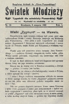Światek Młodzieży : tygodnik dla młodzieży pomorskiej. 1922, nr 33