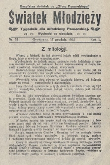 Światek Młodzieży : tygodnik dla młodzieży pomorskiej. 1922, nr 52