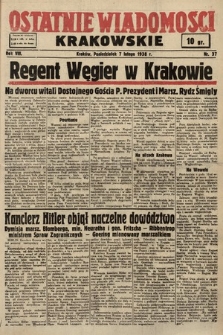 Ostatnie Wiadomości Krakowskie. 1938, nr 37