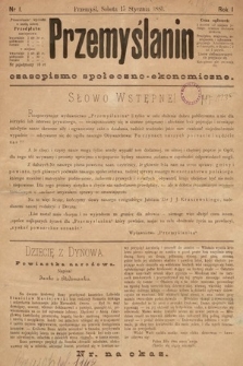 Przemyślanin : czasopismo społeczno-ekonomiczne. 1881, nr 1
