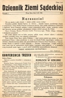 Dziennik Ziemi Sądeckiej. 1945, nr 2