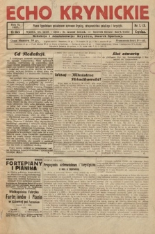 Echo Krynickie : pismo tygodniowe poświęcone sprawom Krynicy, zdrojownictwa polskiego i turystyki. 1927, nr 1-2