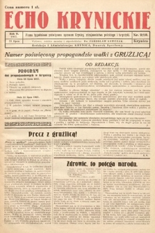 Echo Krynickie : pismo tygodniowe poświęcone sprawom Krynicy, zdrojownictwa polskiego i turystyki. 1927, nr 9-10