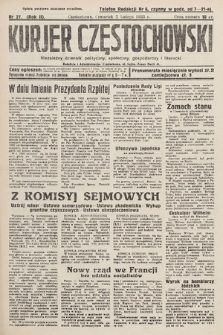 Kurjer Częstochowski : niezależny dziennik polityczny, społeczny, gospodarczy i literacki. 1933, nr 27