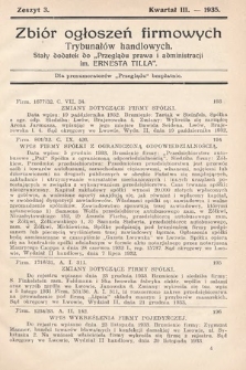 Zbiór ogłoszeń firmowych trybunałów handlowych : stały dodatek do „Przeglądu Prawa i Administracji im. Ernesta Tilla”. 1935, nr 3