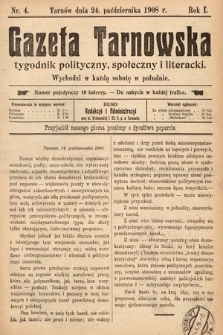 Gazeta Tarnowska : tygodnik polityczny, społeczny i literacki. 1908, nr 4