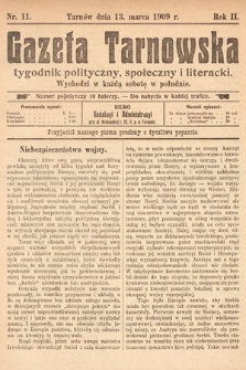 Gazeta Tarnowska : tygodnik polityczny, społeczny i literacki. 1909, nr 11