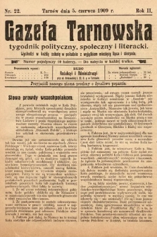 Gazeta Tarnowska : tygodnik polityczny, społeczny i literacki. 1909, nr 22