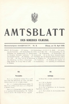 Amtsblatt des Kreises Olkusz. 1916, nr 8