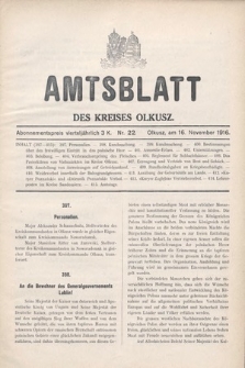 Amtsblatt des Kreises Olkusz. 1916, nr 22