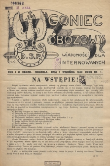 Goniec Obozowy : wiadomości dla internowanych. 1940, nr 1