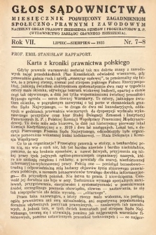 Głos Sądownictwa : miesięcznik poświęcony zagadnieniom społeczno-prawnym i zawodowym. 1935, nr 7-8