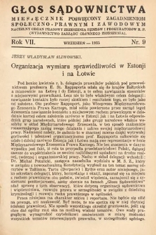 Głos Sądownictwa : miesięcznik poświęcony zagadnieniom społeczno-prawnym i zawodowym. 1935, nr 9