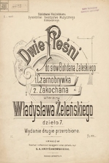 Dwie pieśni : do słów Bohdana Zaleskiego : dzieło 7