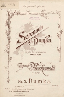 Serenada i dumka : na jeden głos z towarzyszeniem fortepian [!]. Op. 54 nr 2, Dumka