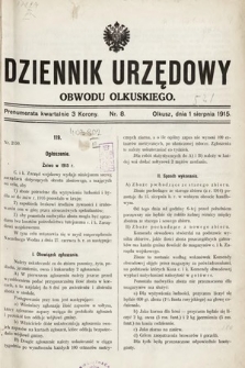 Dziennik Urzędowy Obwodu Olkuskiego. 1915, nr 8