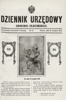 Dziennik Urzędowy Obwodu Olkuskiego. 1915, nr 9
