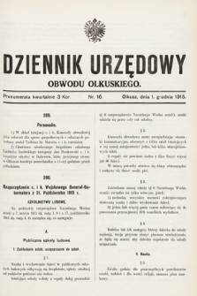 Dziennik Urzędowy Obwodu Olkuskiego. 1915, nr 16