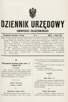 Dziennik Urzędowy Obwodu Olkuskiego. 1916, nr 3