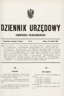 Dziennik Urzędowy Obwodu Olkuskiego. 1916, nr 8