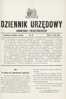 Dziennik Urzędowy Obwodu Olkuskiego. 1916, nr 13
