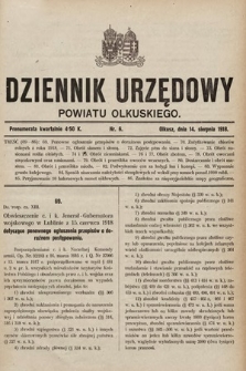 Dziennik Urzędowy Powiatu Olkuskiego. 1918, nr 6