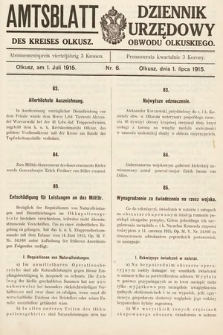 Amtsblatt des Kreises Olkusz = Dziennik Urzędowy Obwodu Olkuskiego. 1915, nr 6