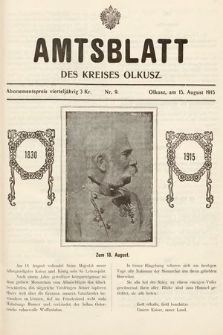 Amtsblatt des Kreises Olkusz. 1915, nr 9