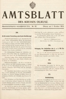 Amtsblatt des Kreises Olkusz. 1915, nr 12