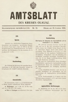 Amtsblatt des Kreises Olkusz. 1915, nr 13