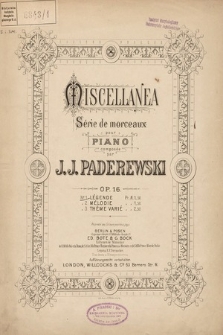 Miscellanea : série de morceaux pour piano : Op. 16. No. 1, Légende