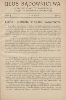Głos Sądownictwa : miesięcznik poświęcony zagadnieniom społeczno-prawnym i zawodowym. 1929, nr 2