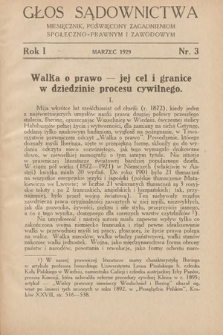 Głos Sądownictwa : miesięcznik poświęcony zagadnieniom społeczno-prawnym i zawodowym. 1929, nr 3