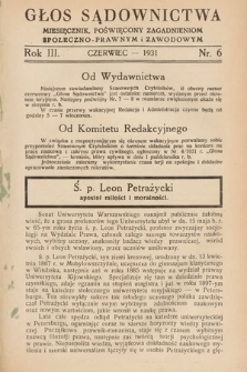 Głos Sądownictwa : miesięcznik poświęcony zagadnieniom społeczno-prawnym i zawodowym. 1931, nr 6