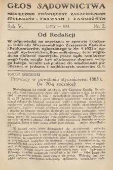 Głos Sądownictwa : miesięcznik poświęcony zagadnieniom społeczno-prawnym i zawodowym. 1933, nr 2