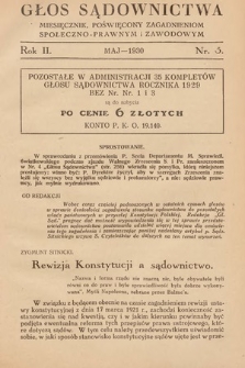 Głos Sądownictwa : miesięcznik poświęcony zagadnieniom społeczno-prawnym i zawodowym. 1930, nr 5