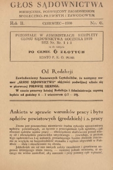 Głos Sądownictwa : miesięcznik poświęcony zagadnieniom społeczno-prawnym i zawodowym. 1930, nr 6