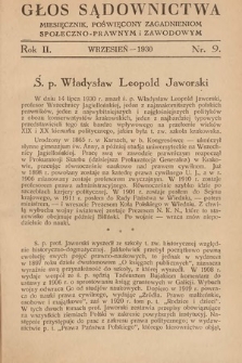 Głos Sądownictwa : miesięcznik poświęcony zagadnieniom społeczno-prawnym i zawodowym. 1930, nr 9